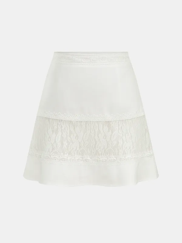 Lace Patchwork Mini Skirt sold by COMMENSE