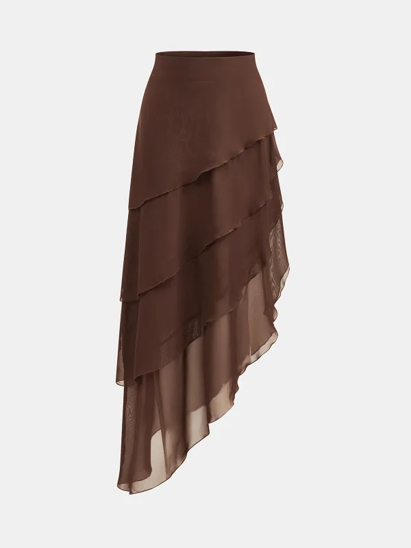 Asymmetric Layered Chiffon Skirt made by COMMENSE