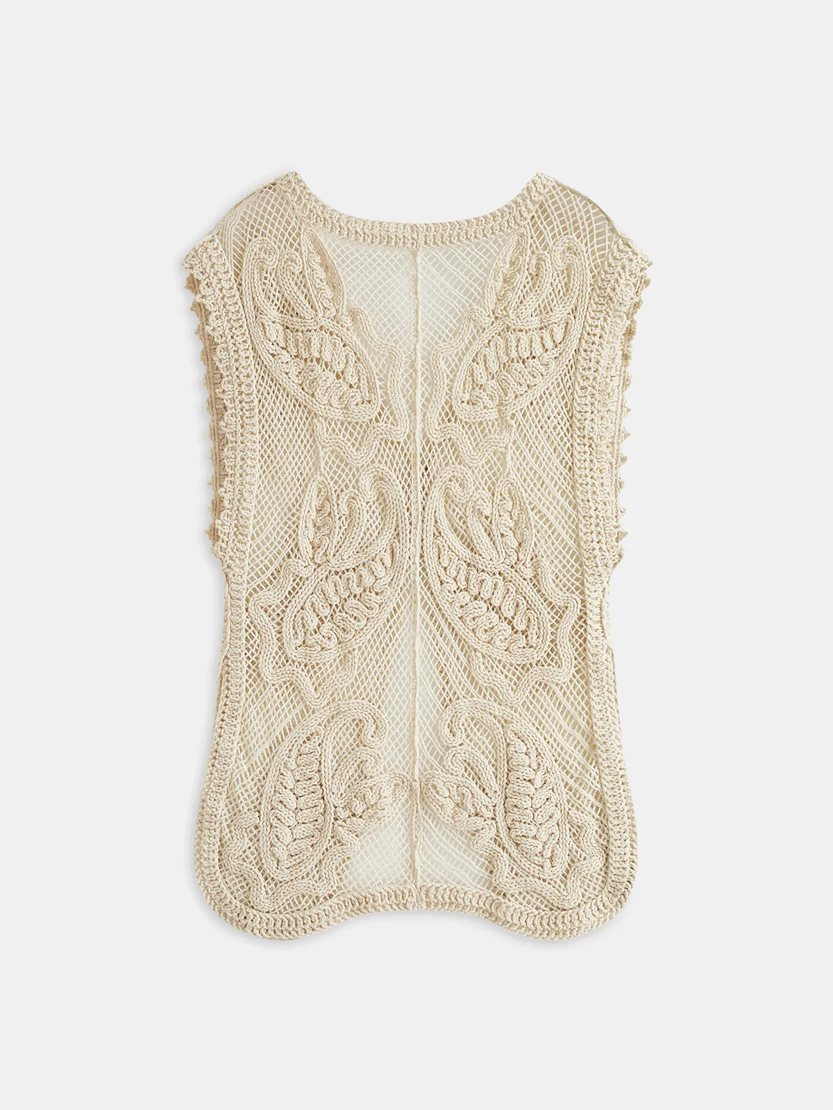Crochet V-Neck Openwork Knit Vest sold by COMMENSE product image thumbnail 2