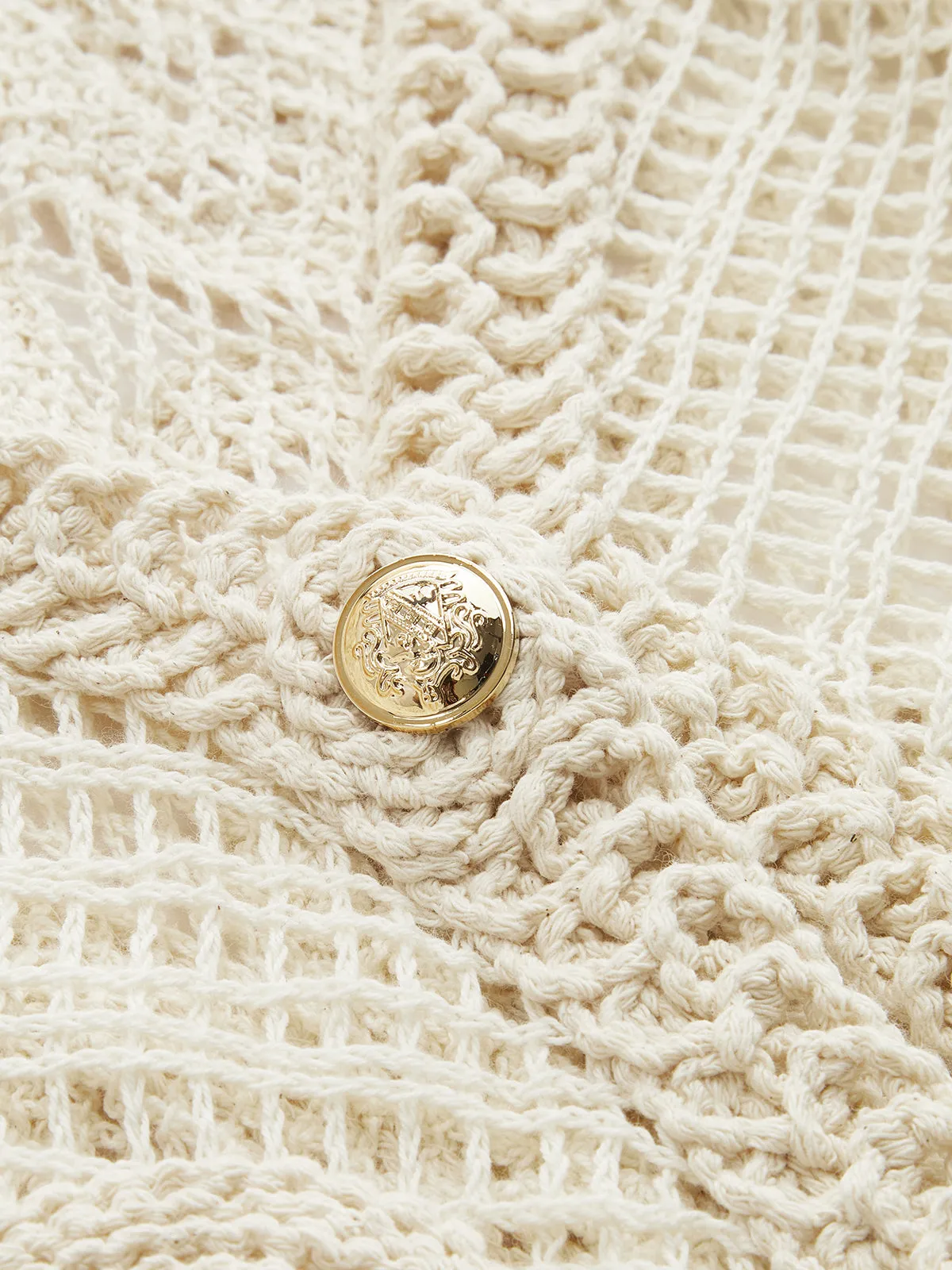 Crochet V-Neck Openwork Knit Vest sold by COMMENSE product image thumbnail 4