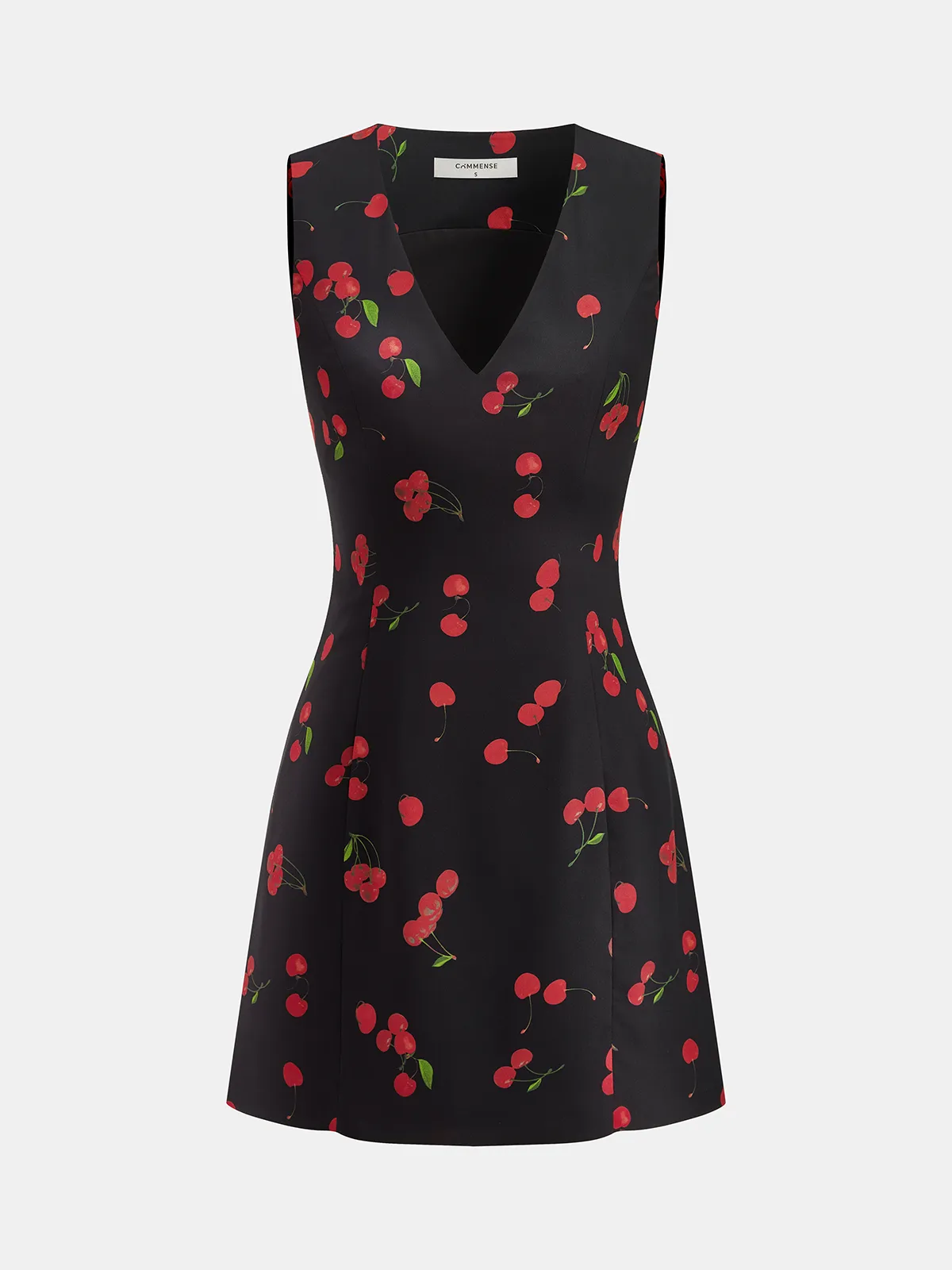 Cherry Print Sleeveless V-Neck Mini Dress sold by COMMENSE product image thumbnail 2