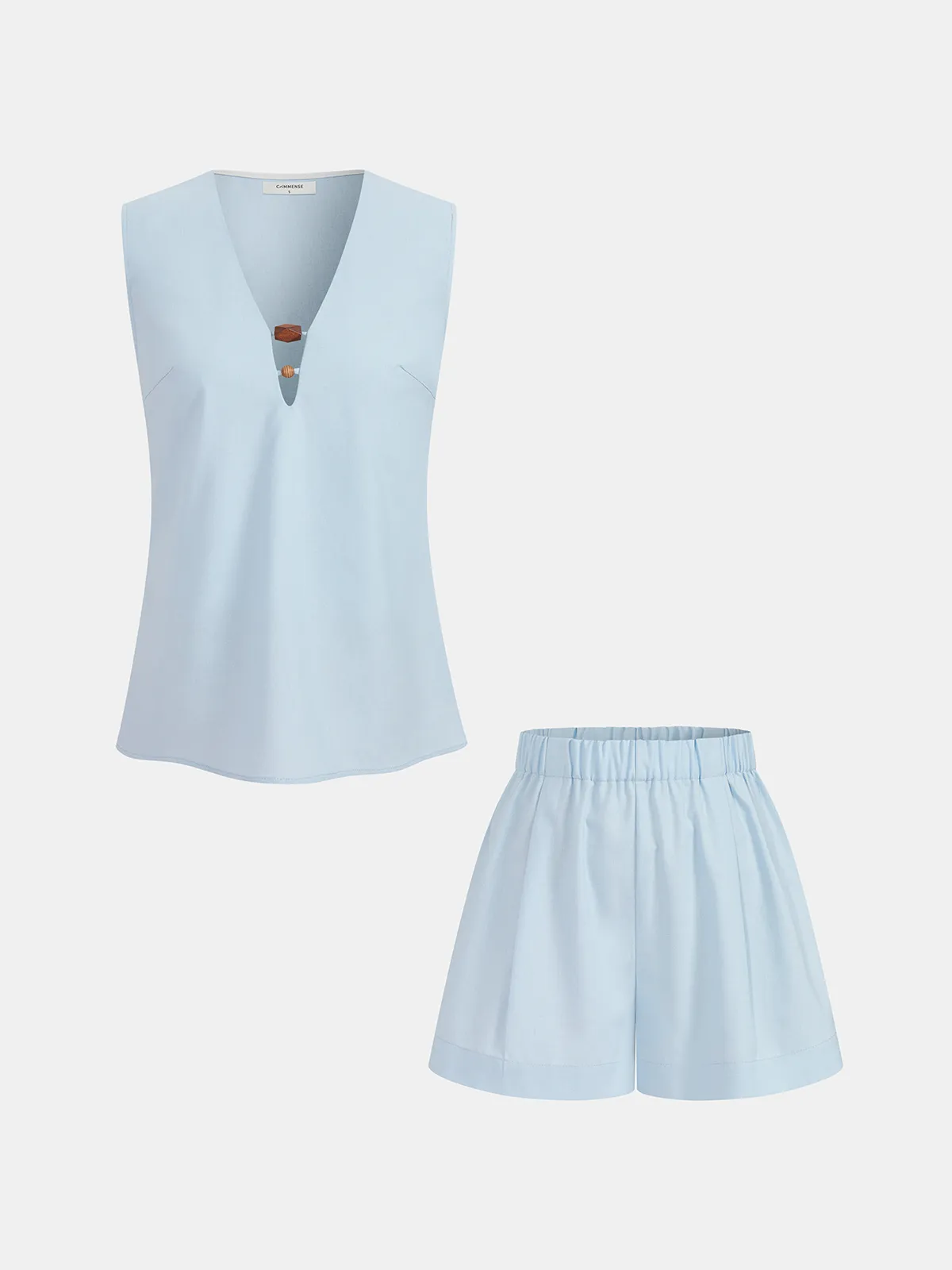 Beaded Linen Blend Top & Shorts Set sold by COMMENSE product image thumbnail 2