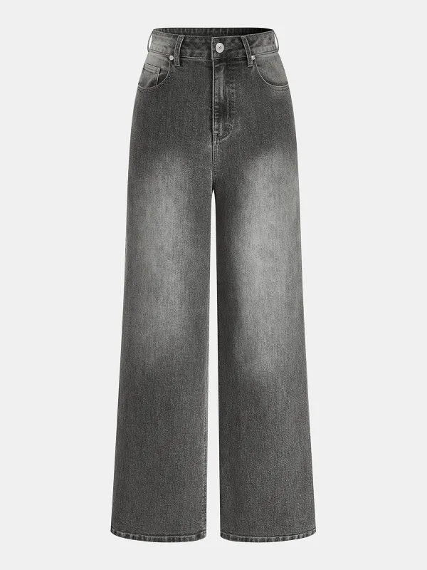 Mid-Waist Wide-Leg Denim Pants sold by COMMENSE