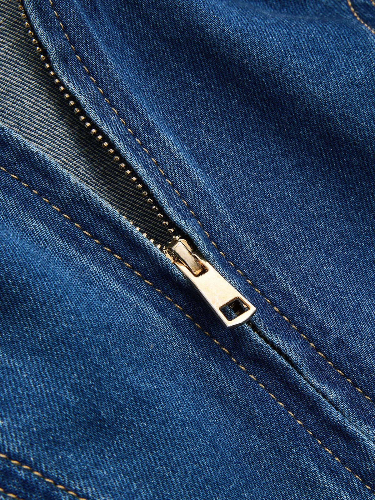 Sleeveless Open Back Denim Mini Dress sold by COMMENSE product image thumbnail 5