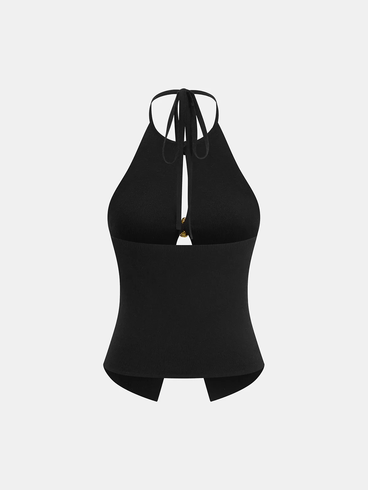 Cut-Out Floral Button Knit Halter Top sold by COMMENSE product image thumbnail 3