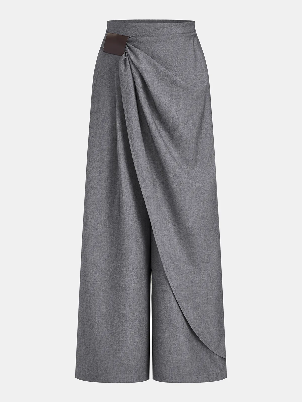Buckle Detail Wrap Wide Leg Pants sold by COMMENSE