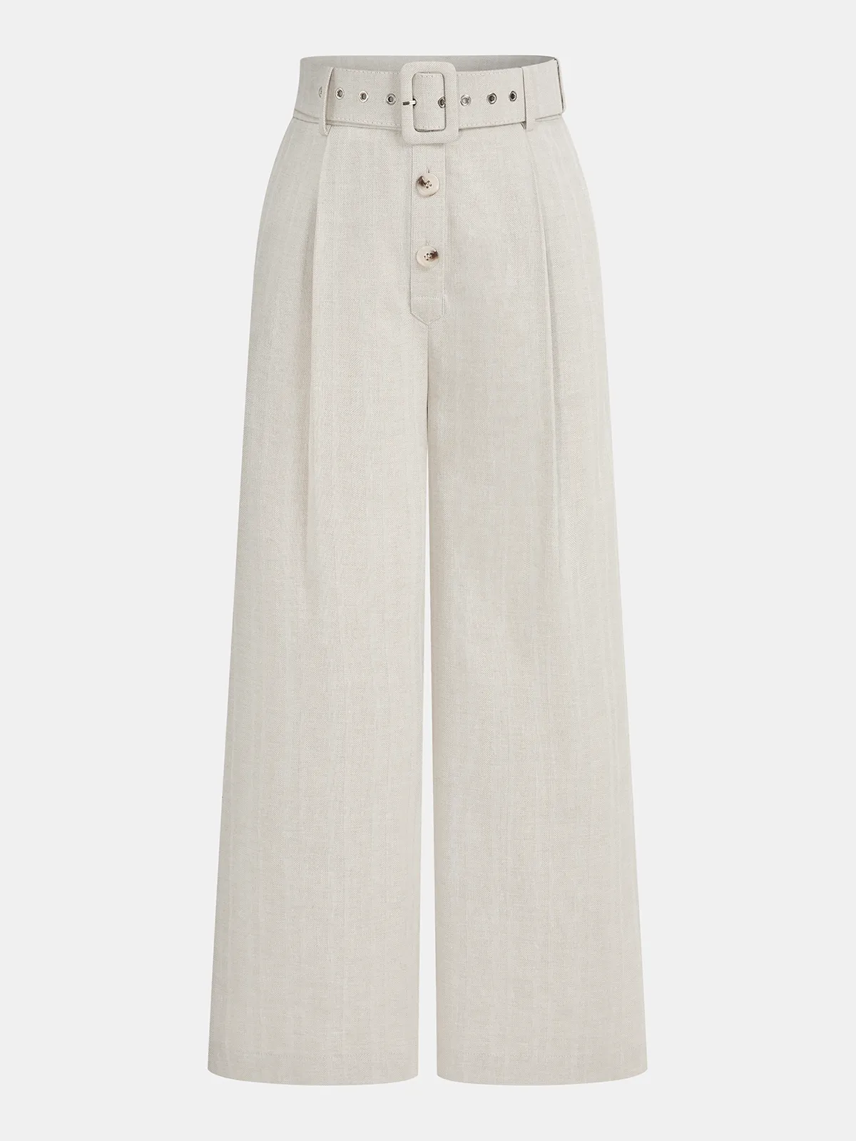 Cotton Linen Knotted Shirt & Belted Pants Set sold by COMMENSE product image thumbnail 4