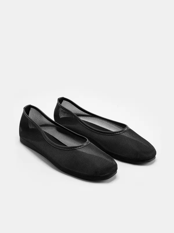 Mesh Round Toe Ballet Flats made by COMMENSE