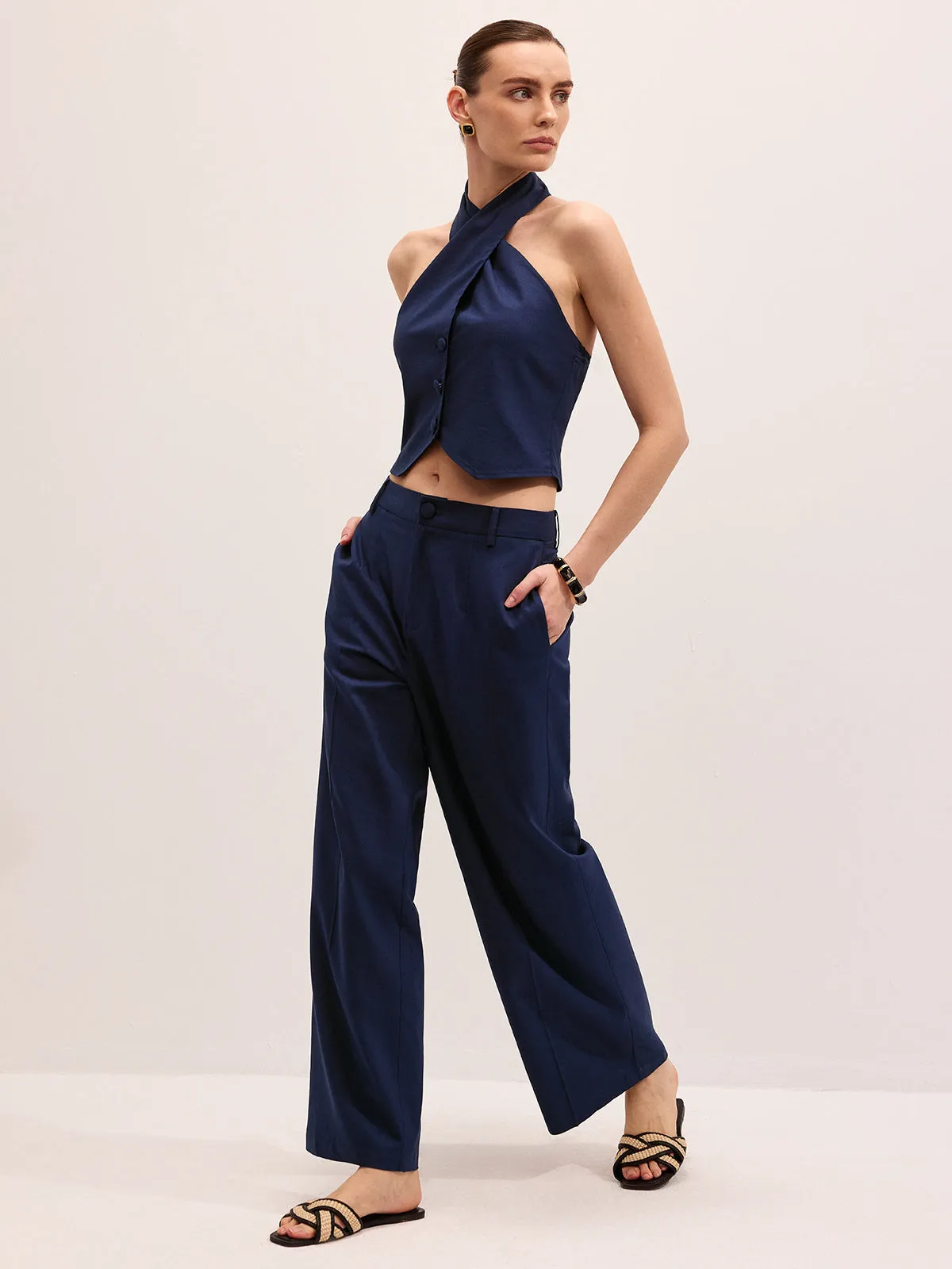Linen Blend Halter Vest & Pants Set sold by COMMENSE product image thumbnail 4