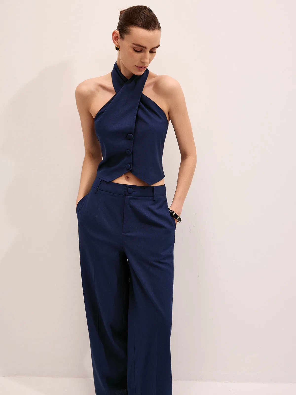 Linen Blend Halter Vest & Pants Set sold by COMMENSE product image thumbnail 5