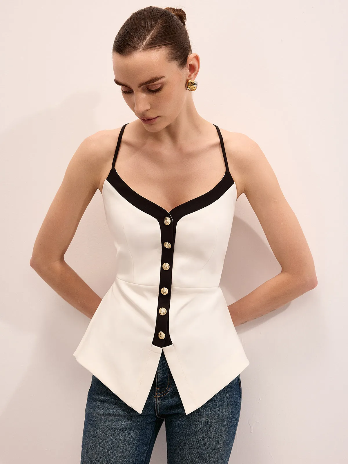 Metal Button Peplum Cami Top sold by COMMENSE product image thumbnail 5
