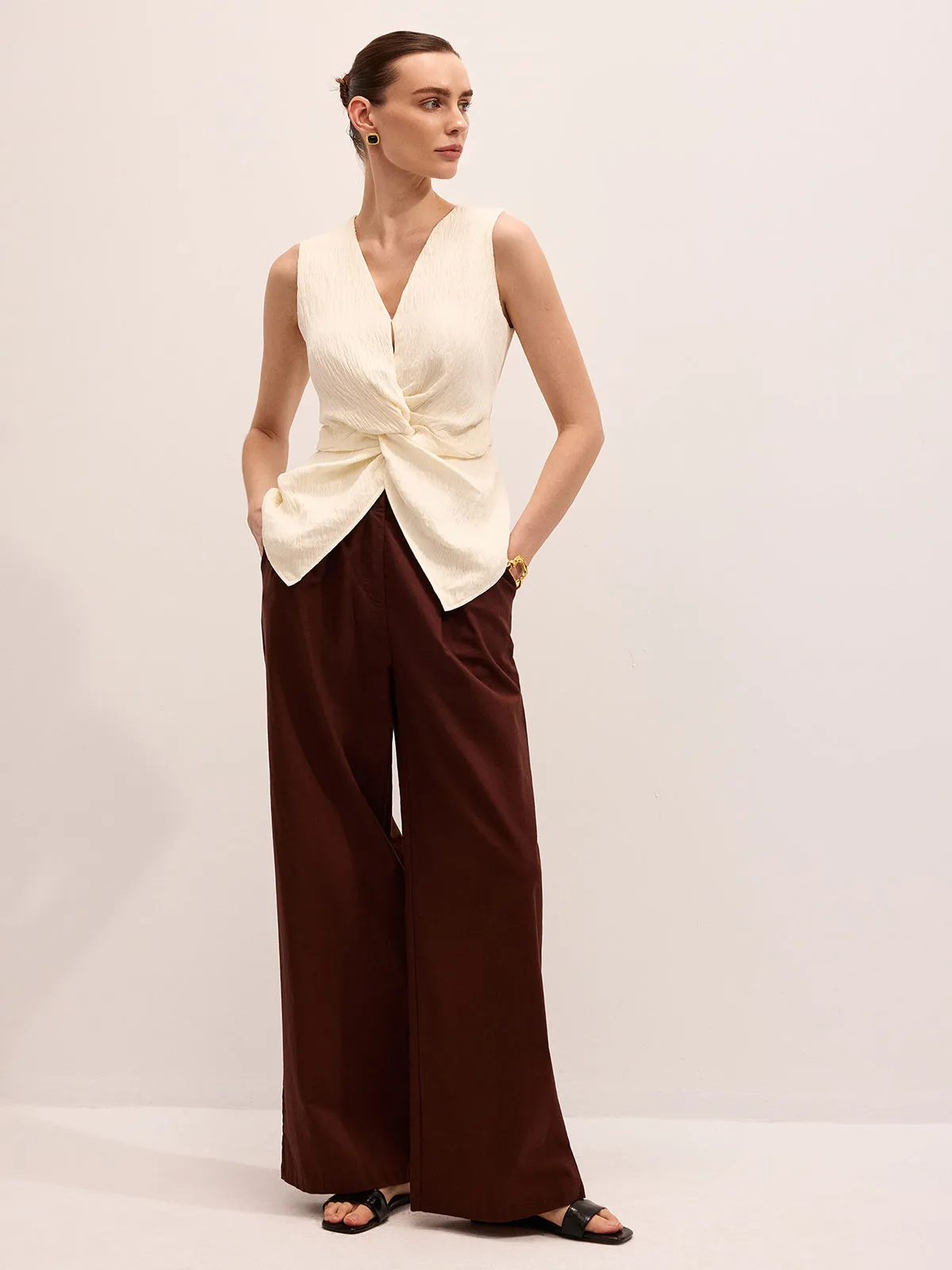 Twisted Sleeveless V-Neck Blouse sold by COMMENSE product image thumbnail 2