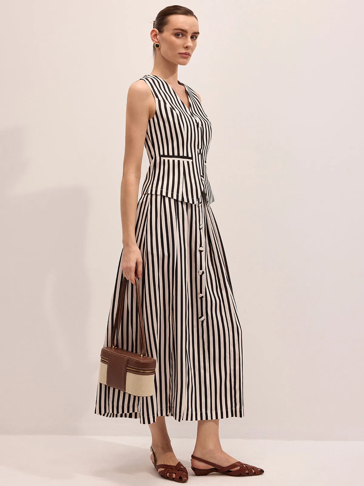 Striped Sleeveless Vest & Maxi Skirt Set sold by COMMENSE product image thumbnail 3
