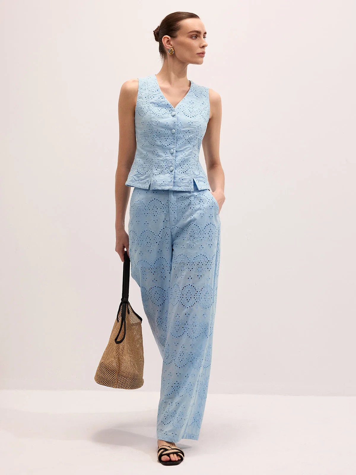 Cotton Eyelet Embroidered Vest & Pants Set sold by COMMENSE product image thumbnail 4