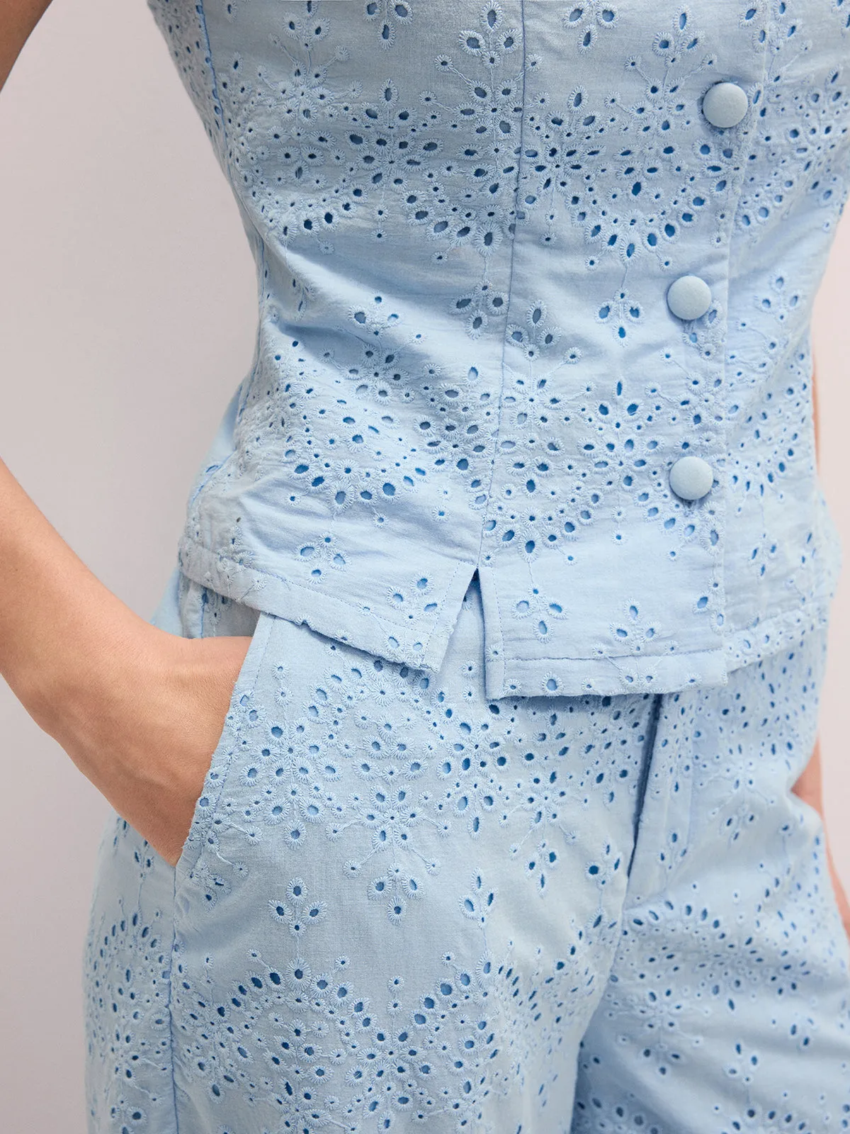 Cotton Eyelet Embroidered Vest & Pants Set sold by COMMENSE product image thumbnail 5