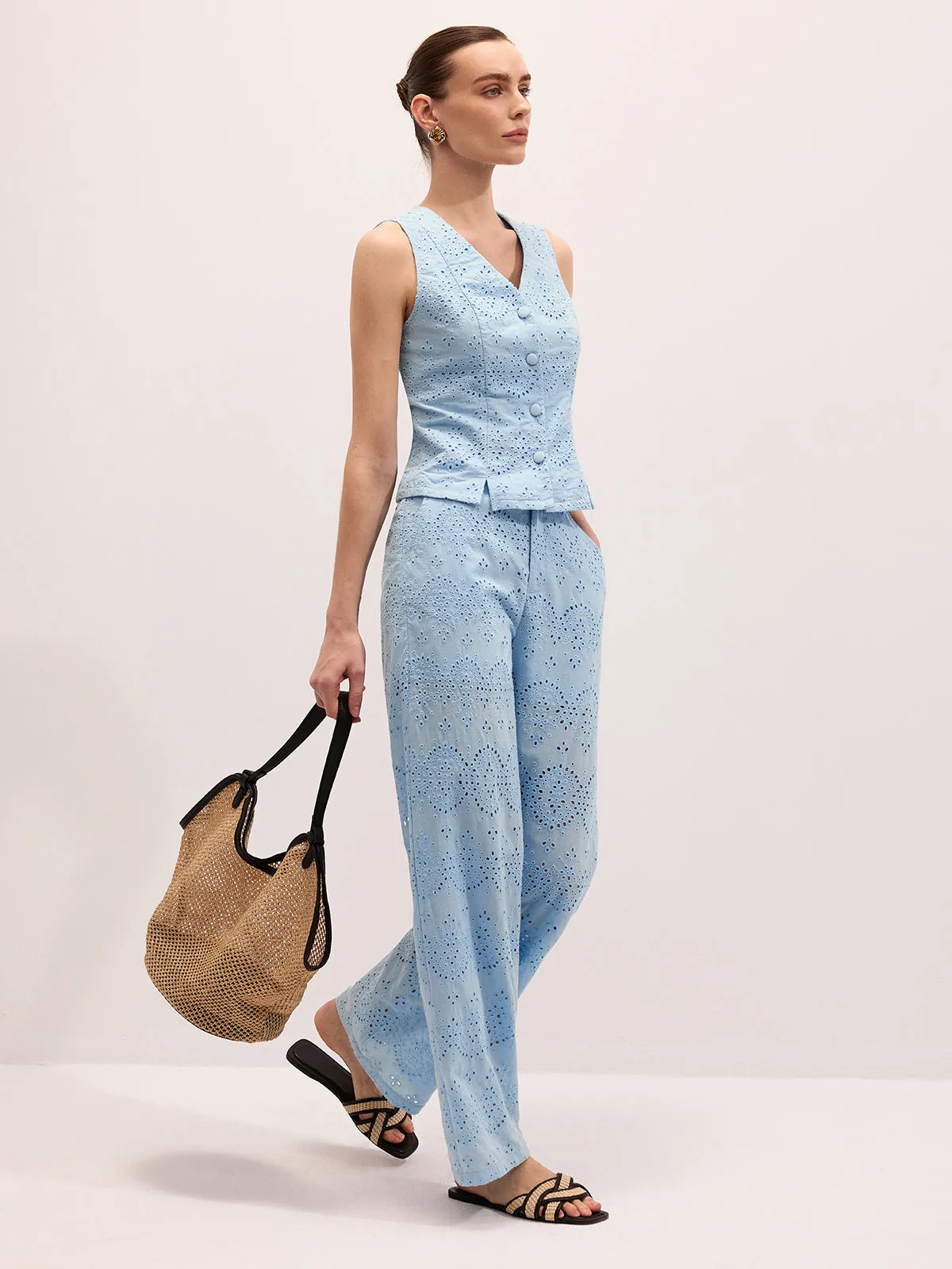 Cotton Eyelet Embroidered Vest & Pants Set sold by COMMENSE product image thumbnail 2