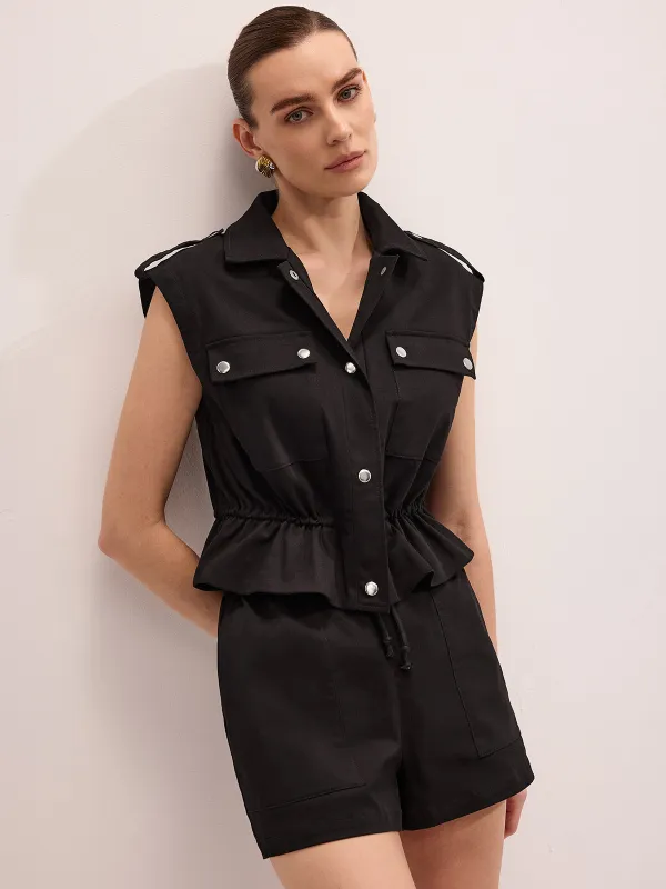 Cotton Blend Utility Vest & Shorts Set made by COMMENSE