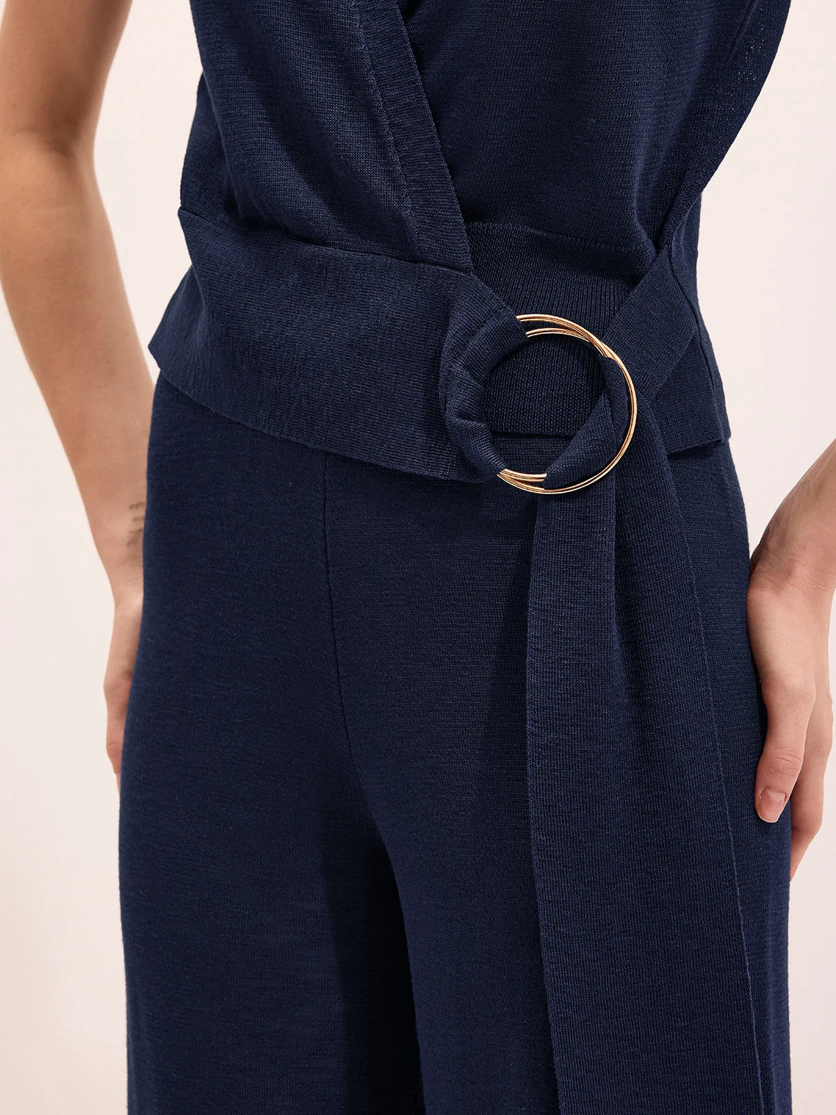 Wrap V-Neck Knit Top & Pants Set sold by COMMENSE product image thumbnail 5