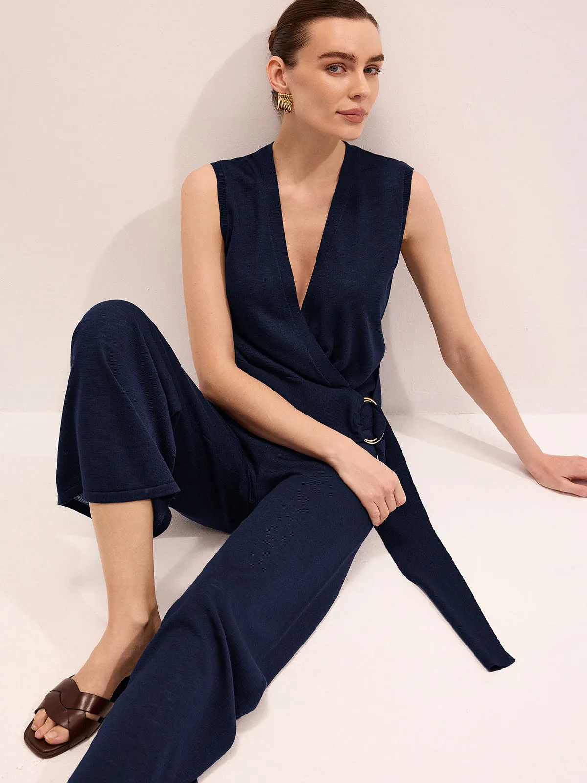 Wrap V-Neck Knit Top & Pants Set sold by COMMENSE product image thumbnail 2