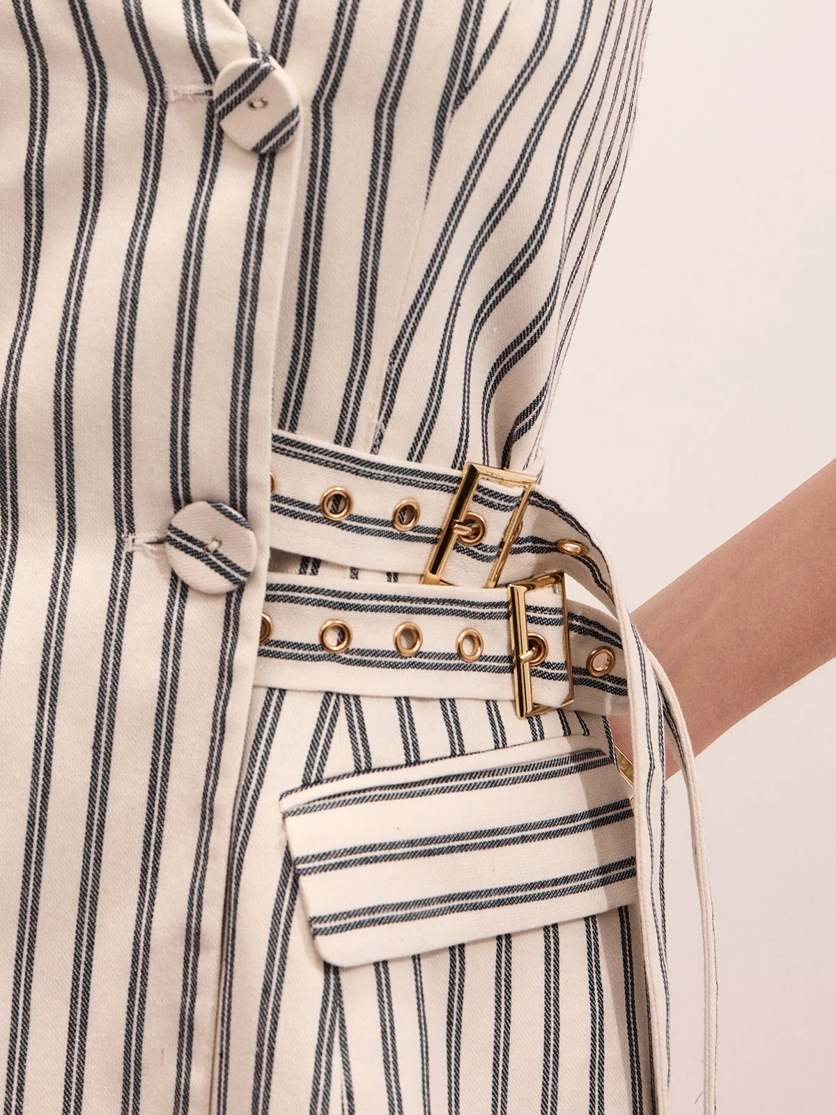 Halter Striped Double Belted Mini Dress sold by COMMENSE product image thumbnail 5