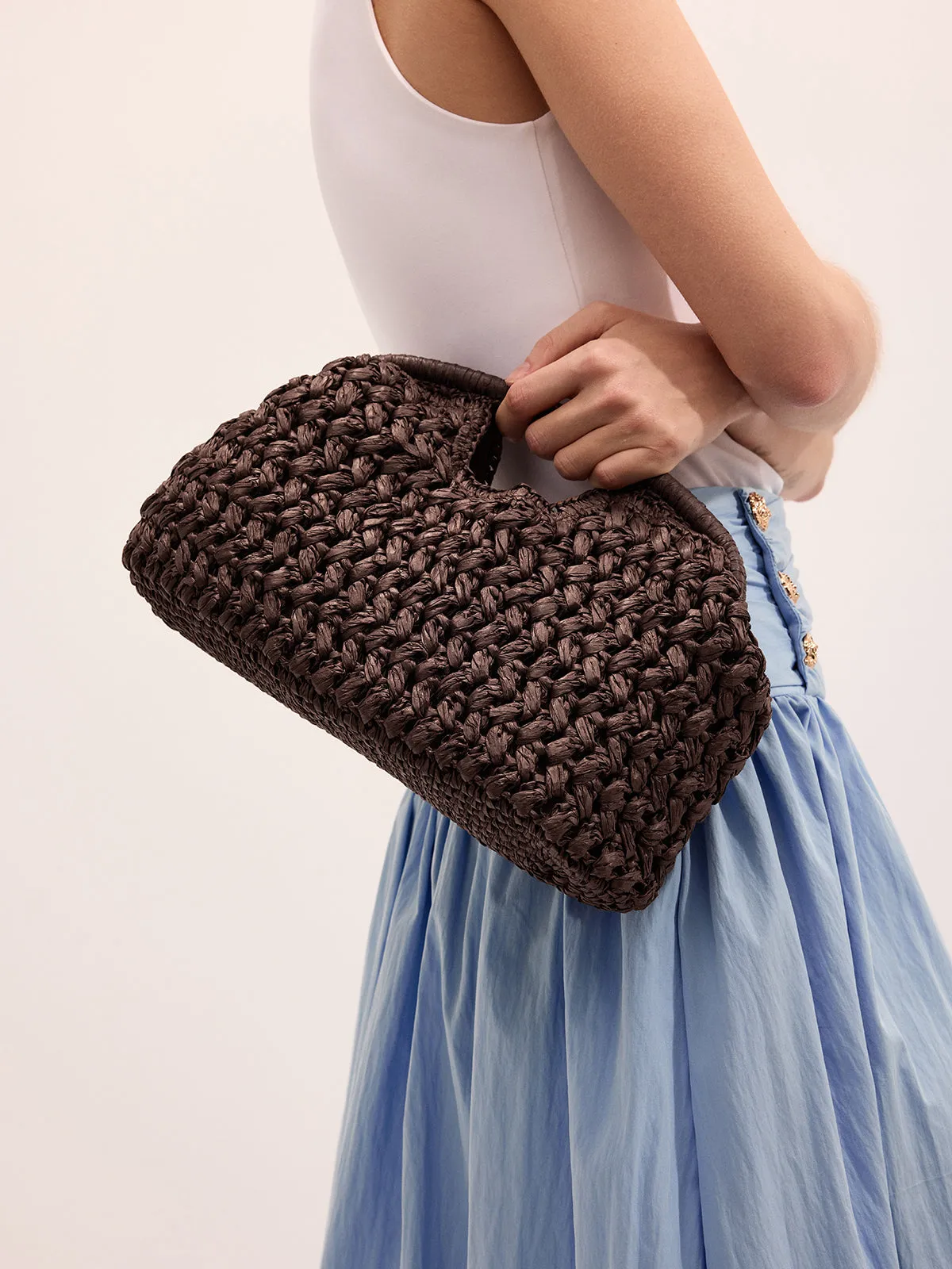 Straw Woven Cloud Clutch Bag sold by COMMENSE