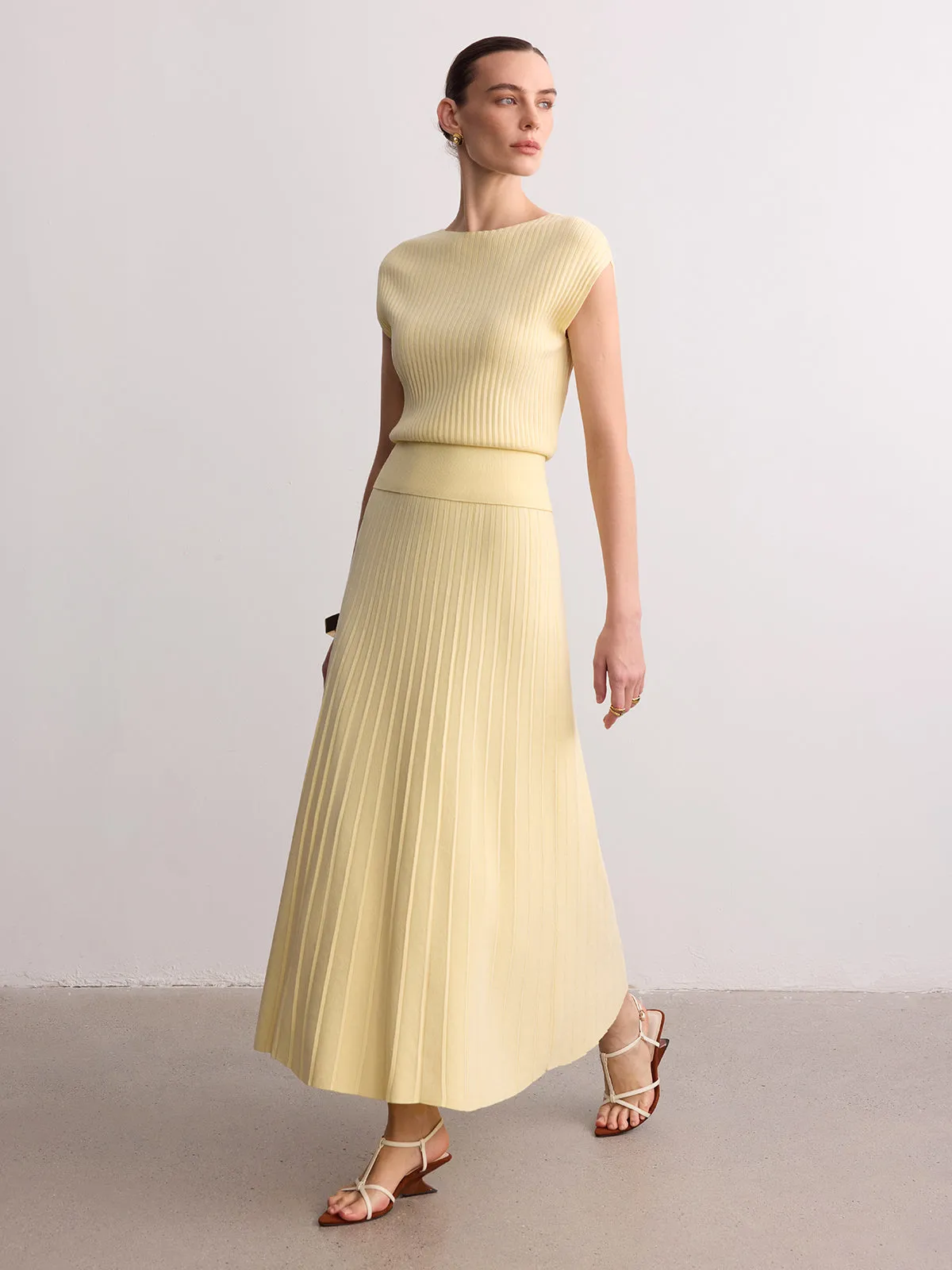 Cap Sleeve Ribbed Knit Top sold by COMMENSE product image thumbnail 2