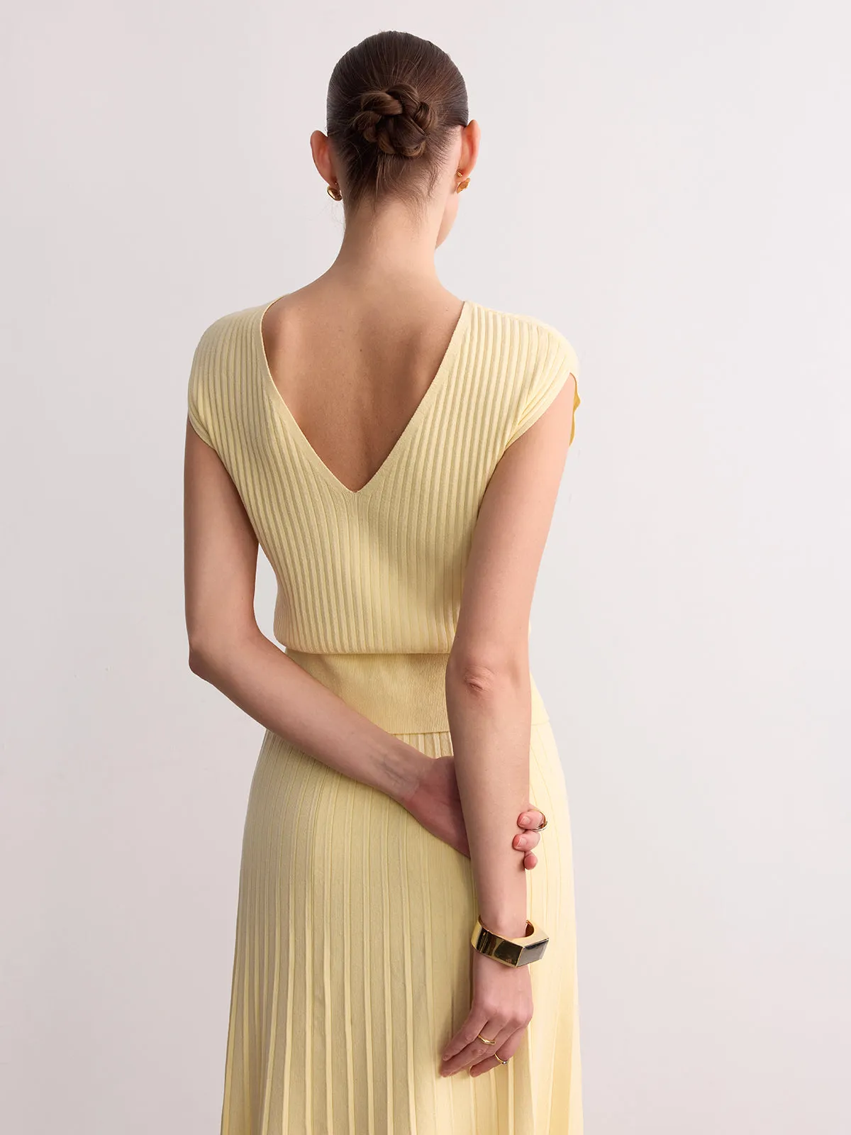 Cap Sleeve Ribbed Knit Top sold by COMMENSE product image thumbnail 4