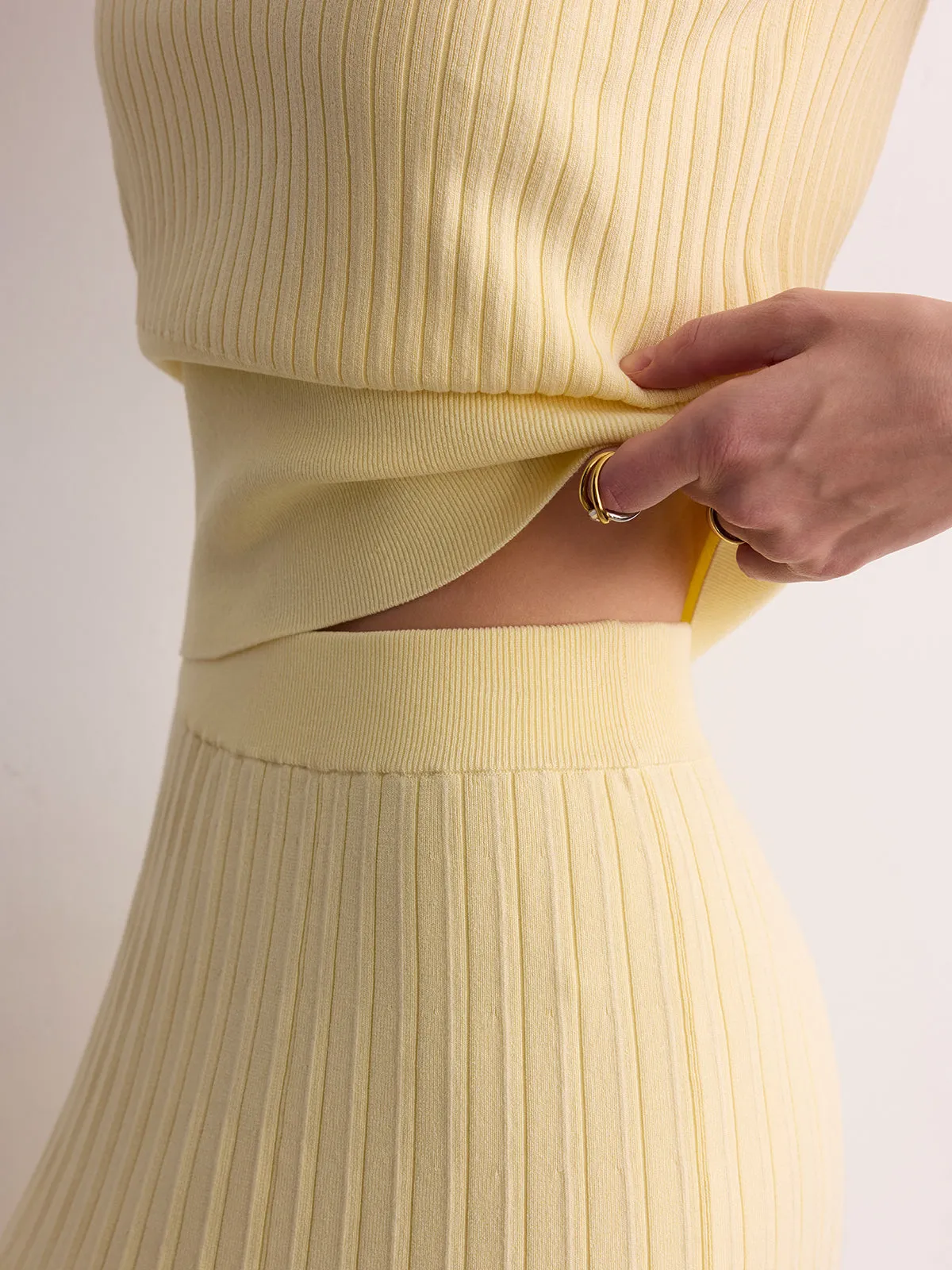 Ribbed Knit Maxi Skirt sold by COMMENSE product image thumbnail 5