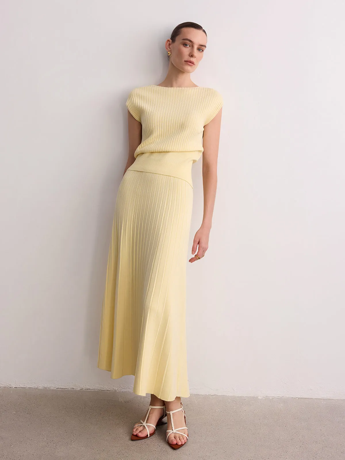 Ribbed Knit Maxi Skirt sold by COMMENSE product image thumbnail 3