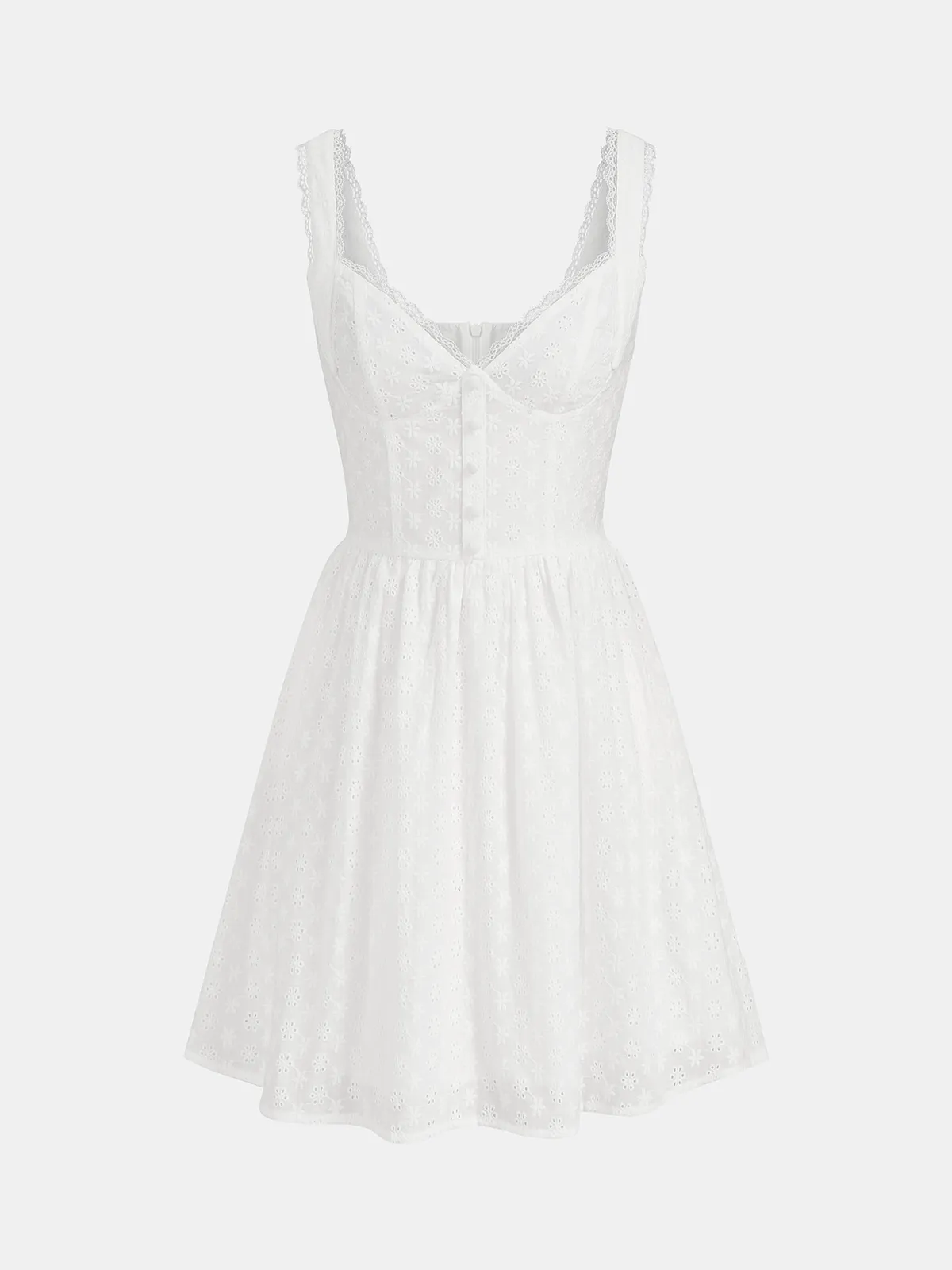 Cotton Eyelet Embroidered Lace Mini Dress sold by COMMENSE product image thumbnail 2