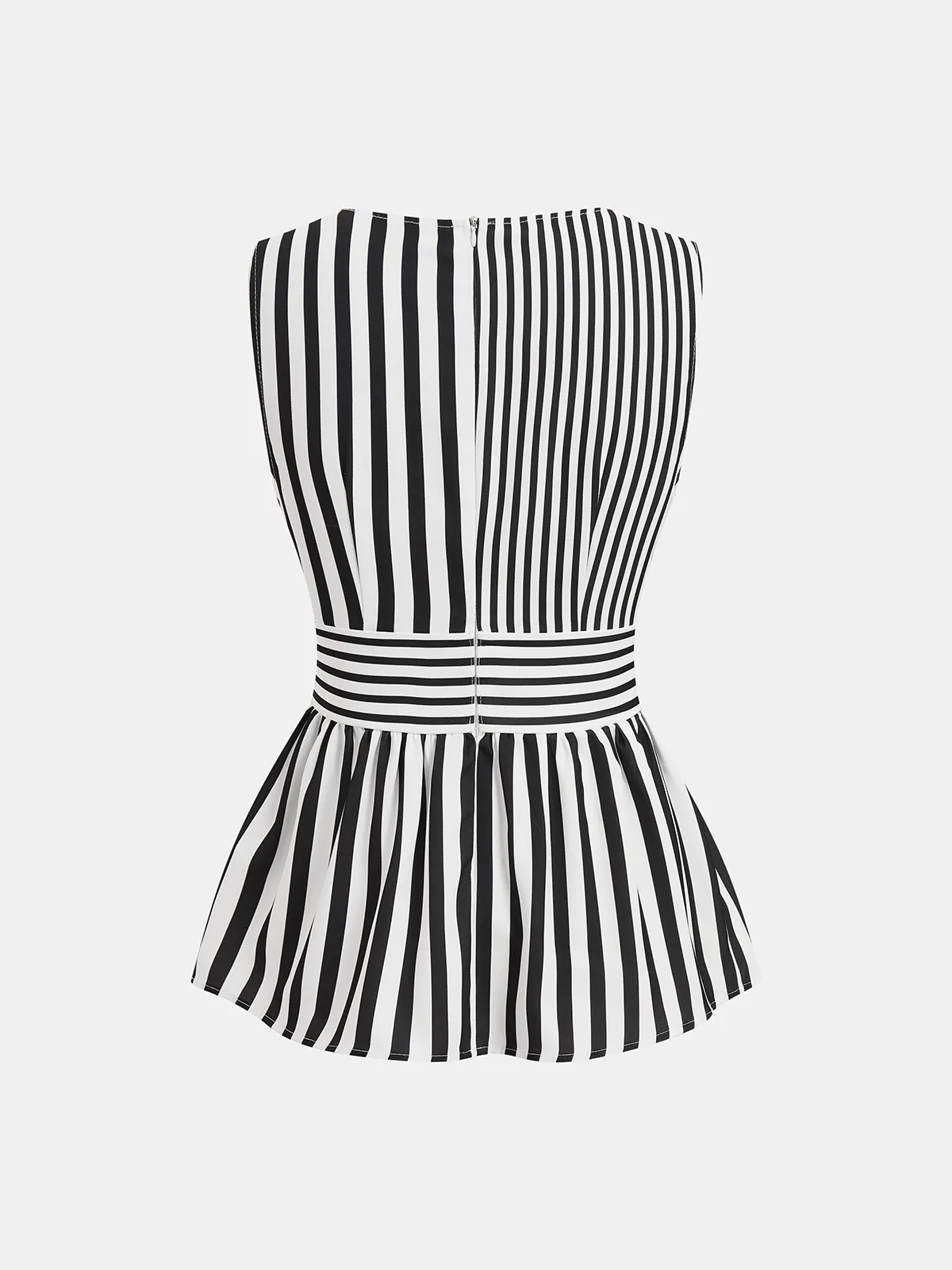 Striped Sleeveless Peplum Top & Pants Set sold by COMMENSE product image thumbnail 4