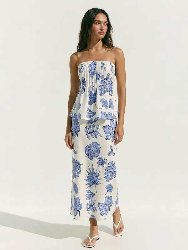Strapless Printed Top & Maxi Skirt Set made by COMMENSE