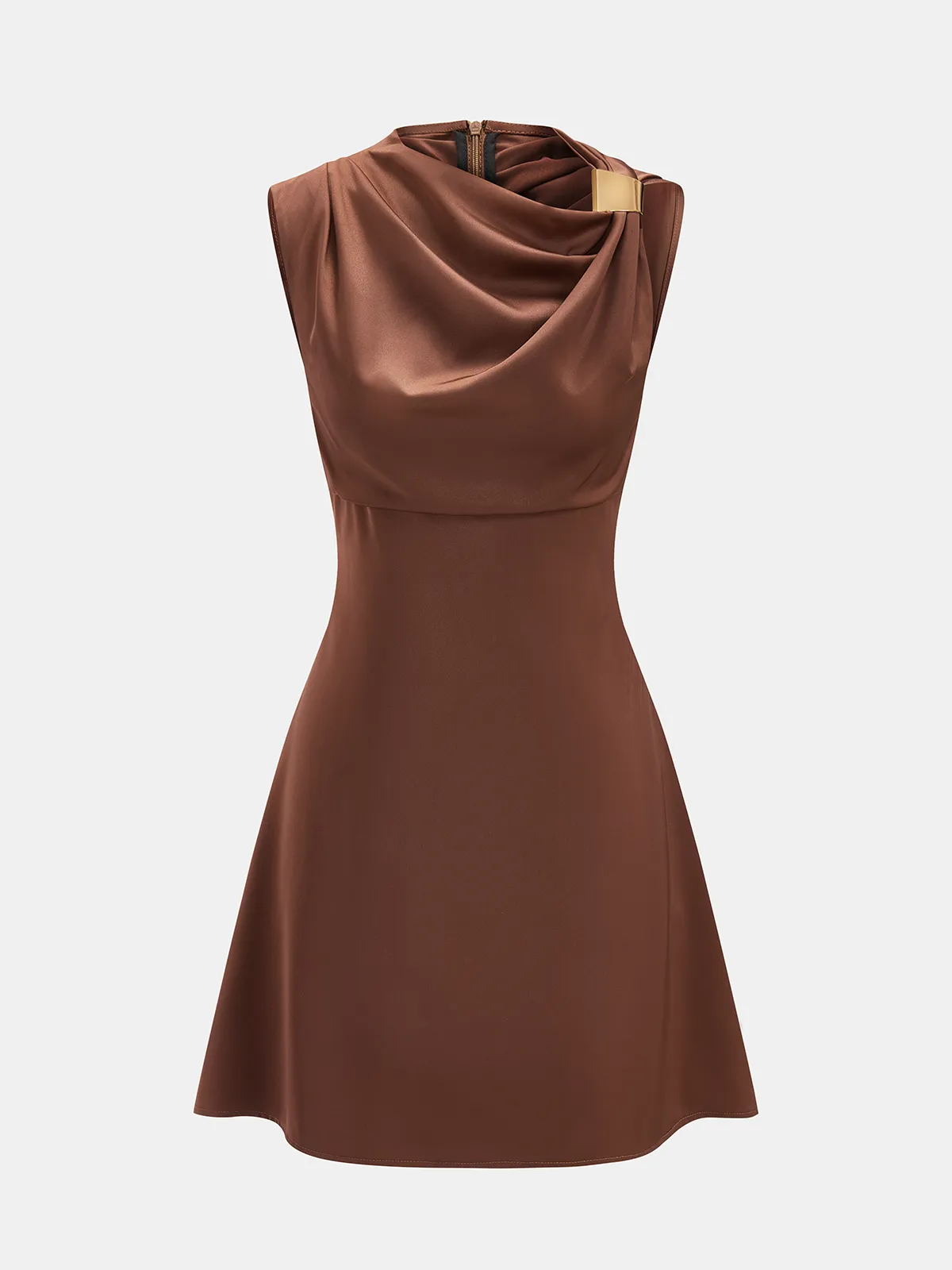 Sleeveless Cowl Neck Satin Mini Dress sold by COMMENSE