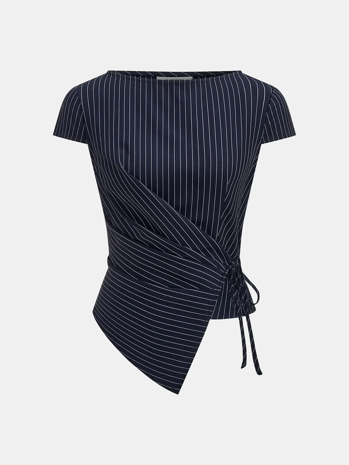 Pinstripe Wrap Tie Top & Pants Set sold by COMMENSE product image thumbnail 2