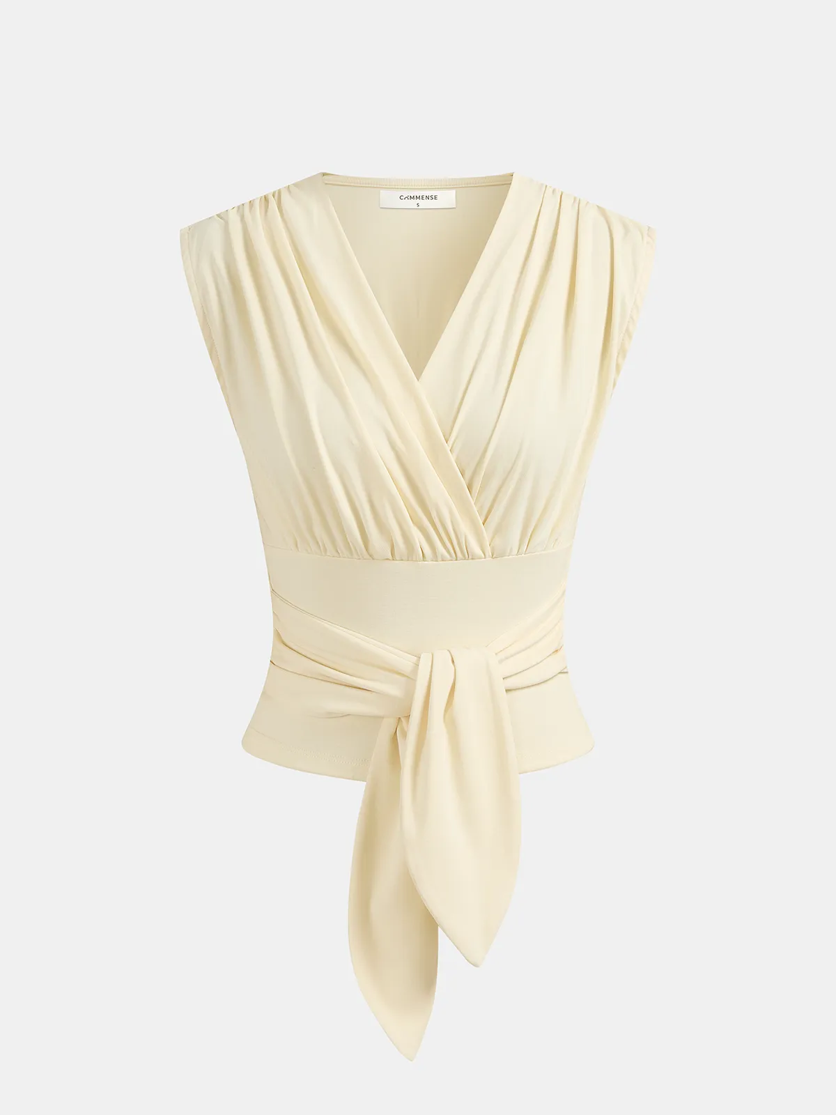 V-Neck Tie-Front Tank Top sold by COMMENSE