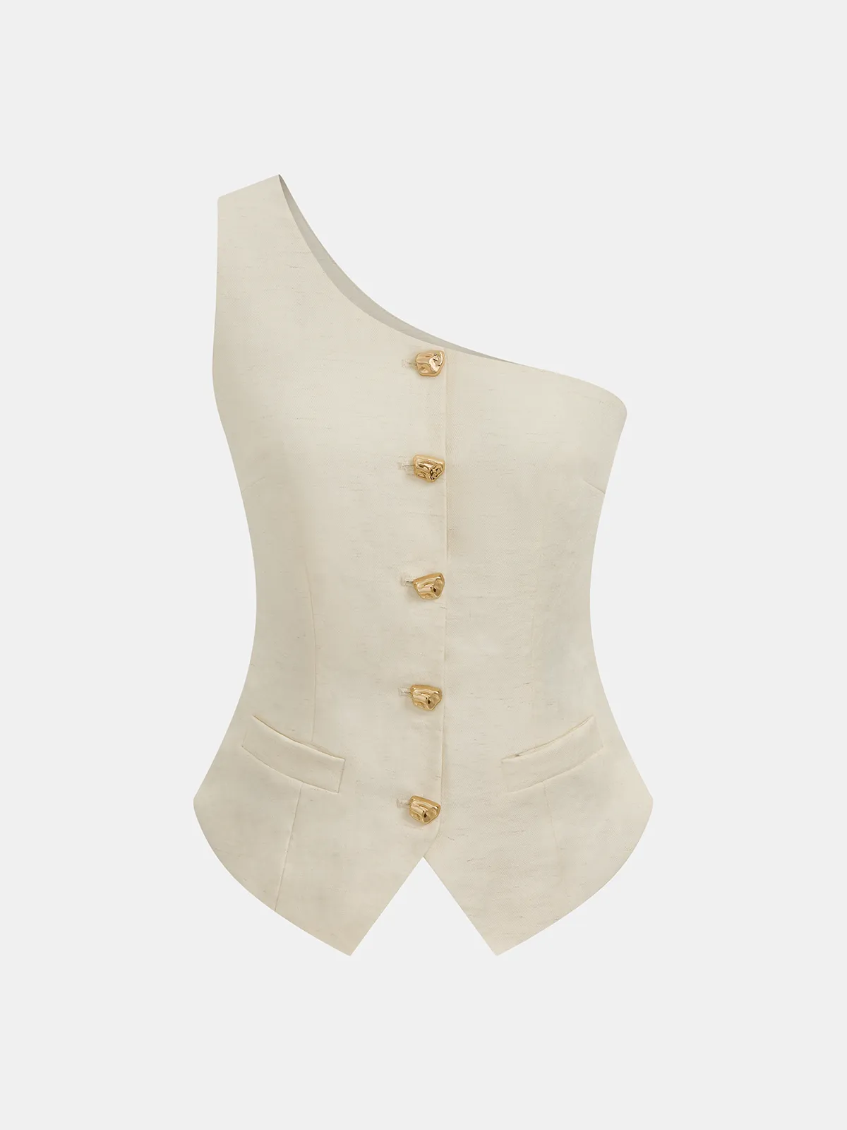 One Shoulder Metal Button Vest & Pants Set sold by COMMENSE product image thumbnail 2