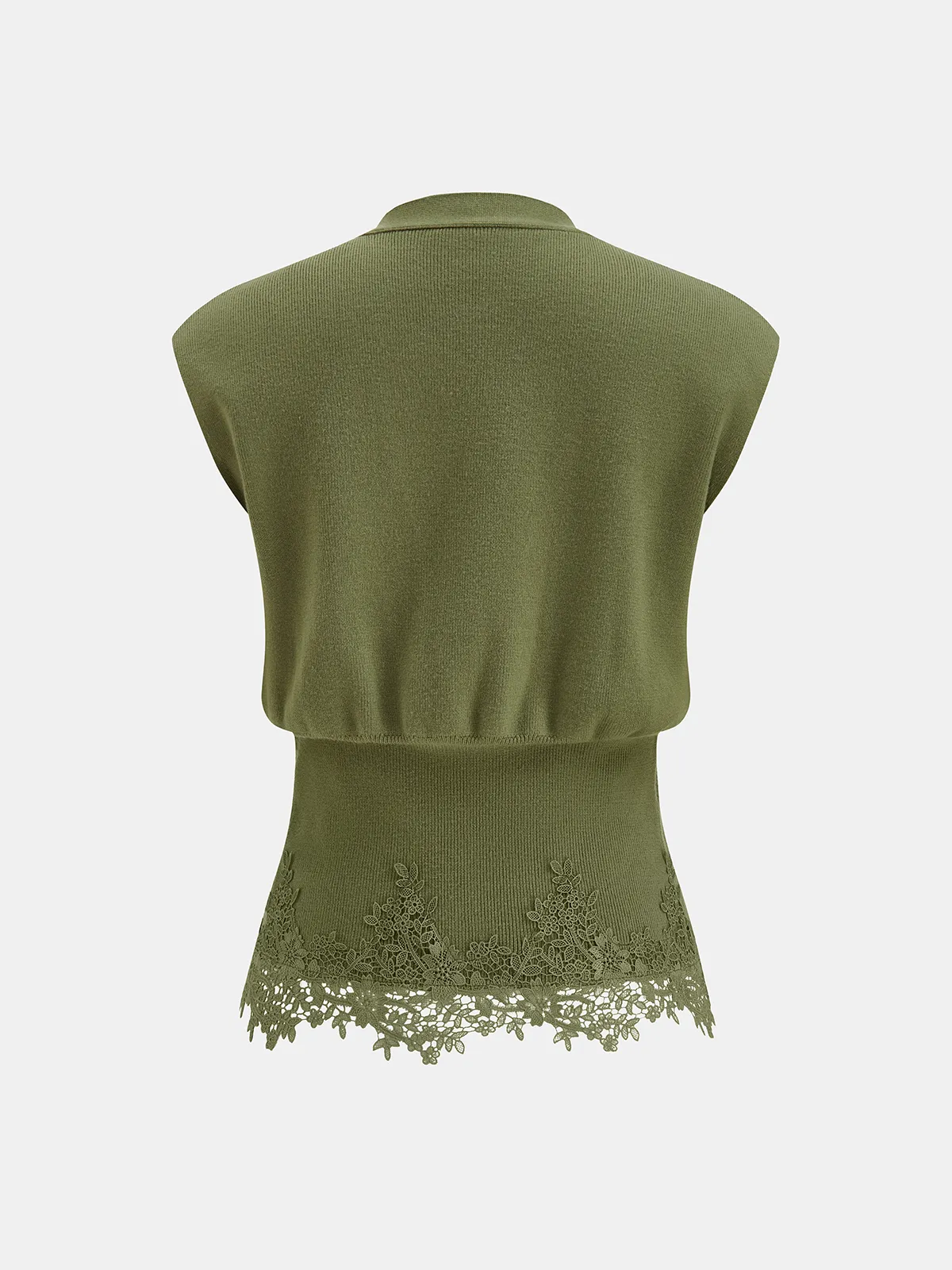 Lace Trim Metal Button V-Neck Knit Vest sold by COMMENSE product image thumbnail 2