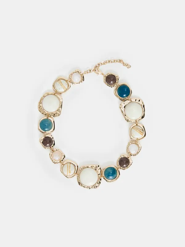 Multi Stone Statement Necklace sold by COMMENSE