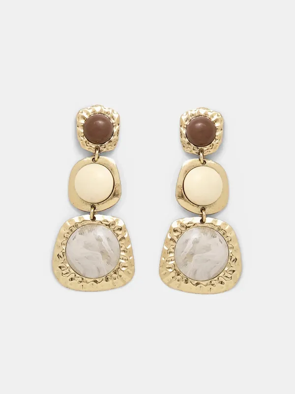 Hammered Tiered Marbled Drop Earrings made by COMMENSE