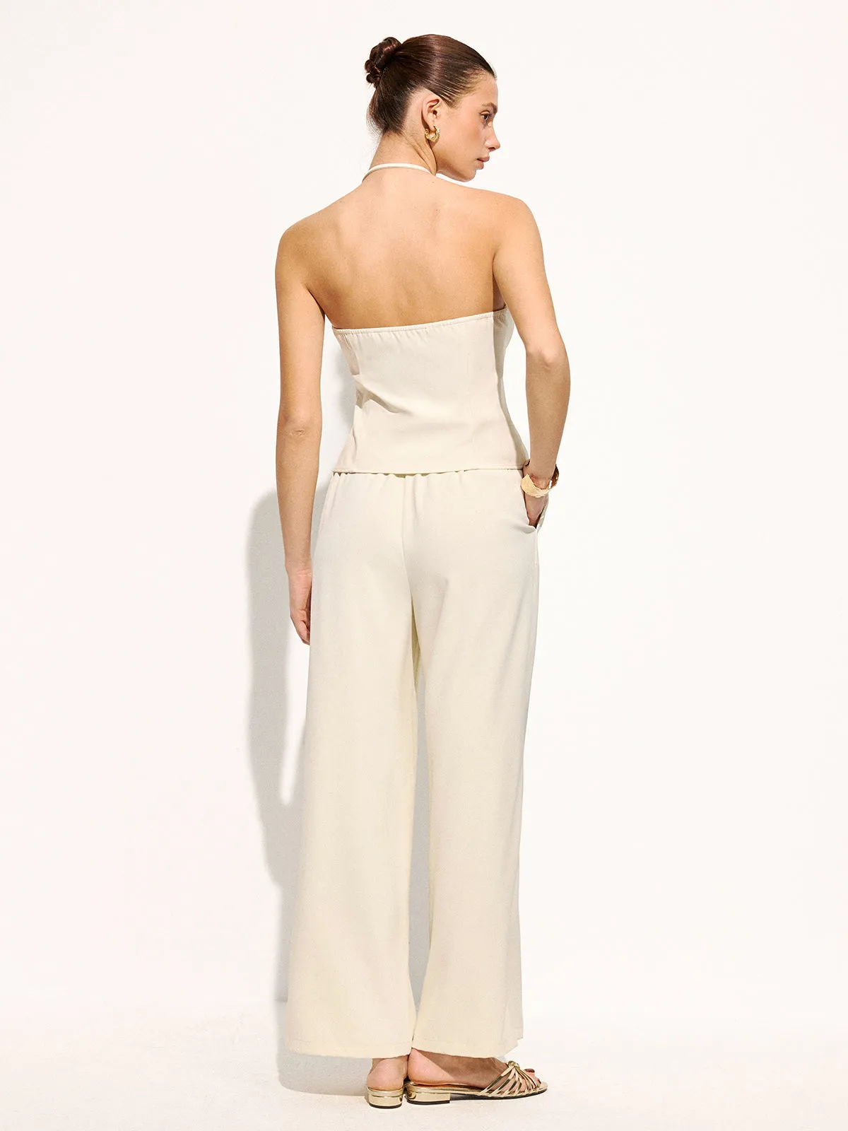 Bead Detail Asymmetric Halter Top & Pants Set sold by COMMENSE product image thumbnail 5