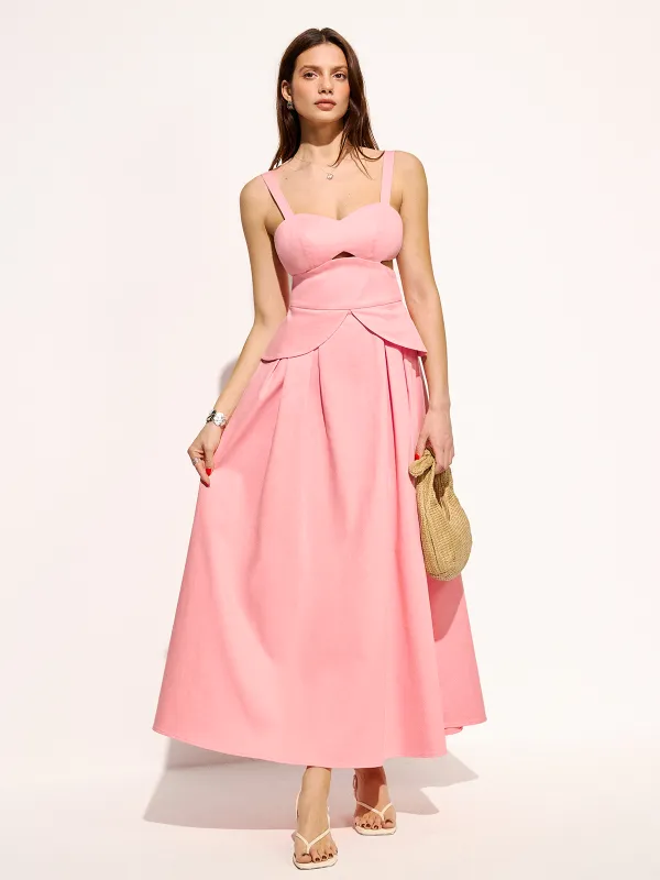 Cotton Cutout Strappy Maxi Dress made by COMMENSE