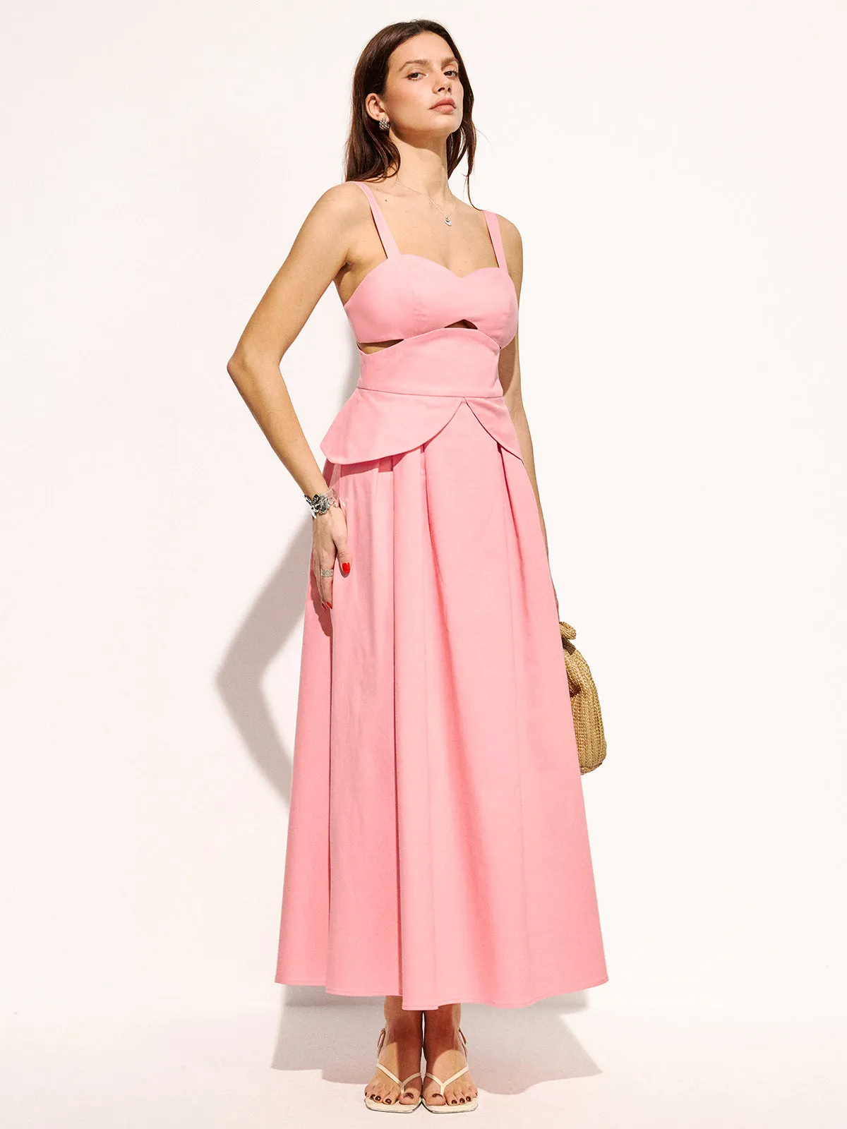 Cotton Cutout Strappy Maxi Dress sold by COMMENSE product image thumbnail 5