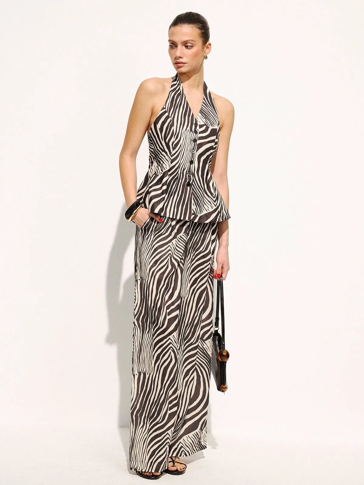 Zebra Print Halter Vest & Pants Set sold by COMMENSE product image thumbnail 3