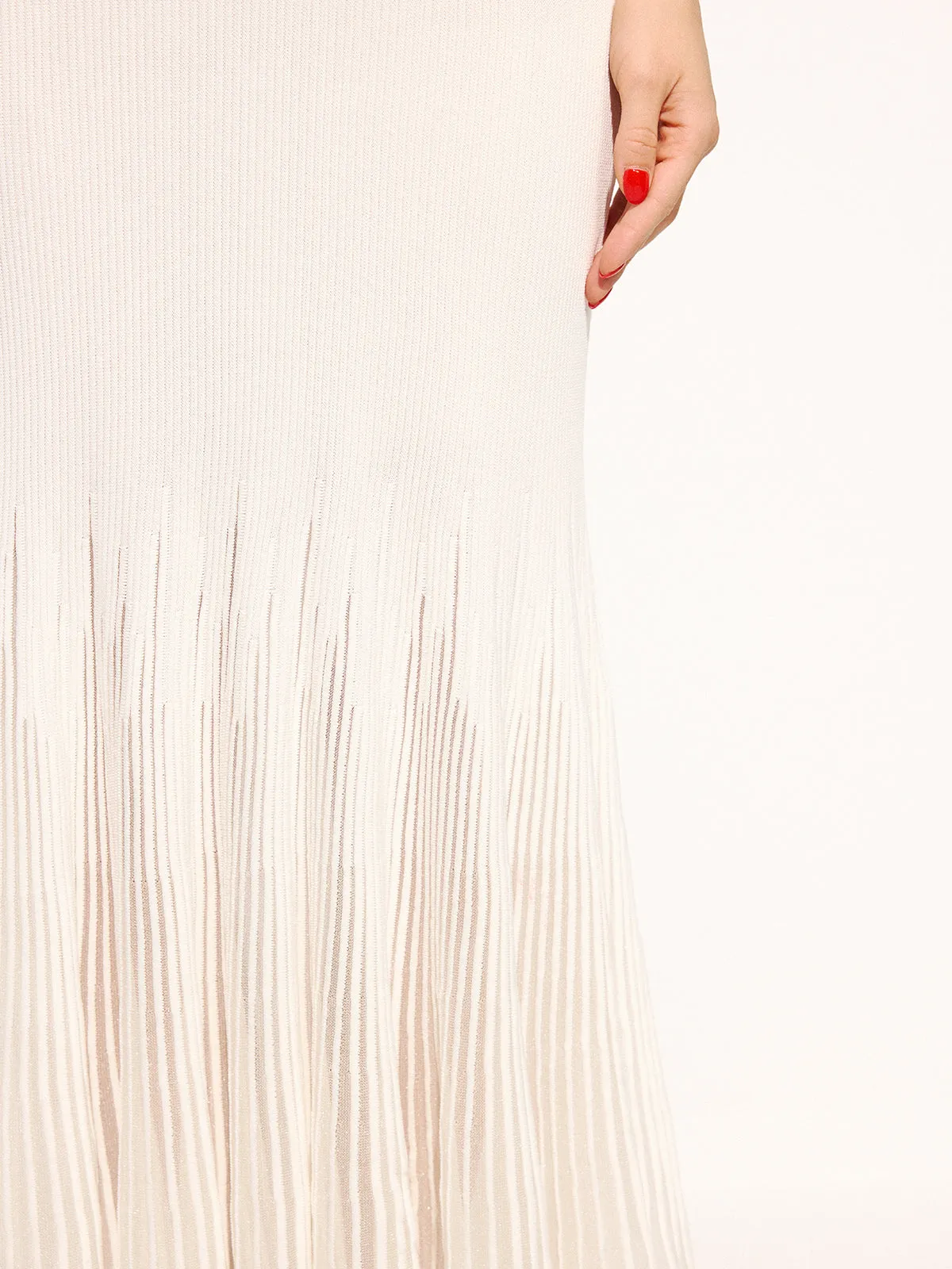 Organza Panel Sleeveless U-Neck Knit Dress sold by COMMENSE product image thumbnail 4