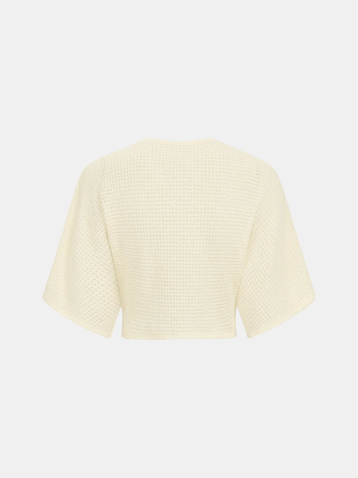Waffle Knit V-Neck Twist Front Crop Top sold by COMMENSE product image thumbnail 2