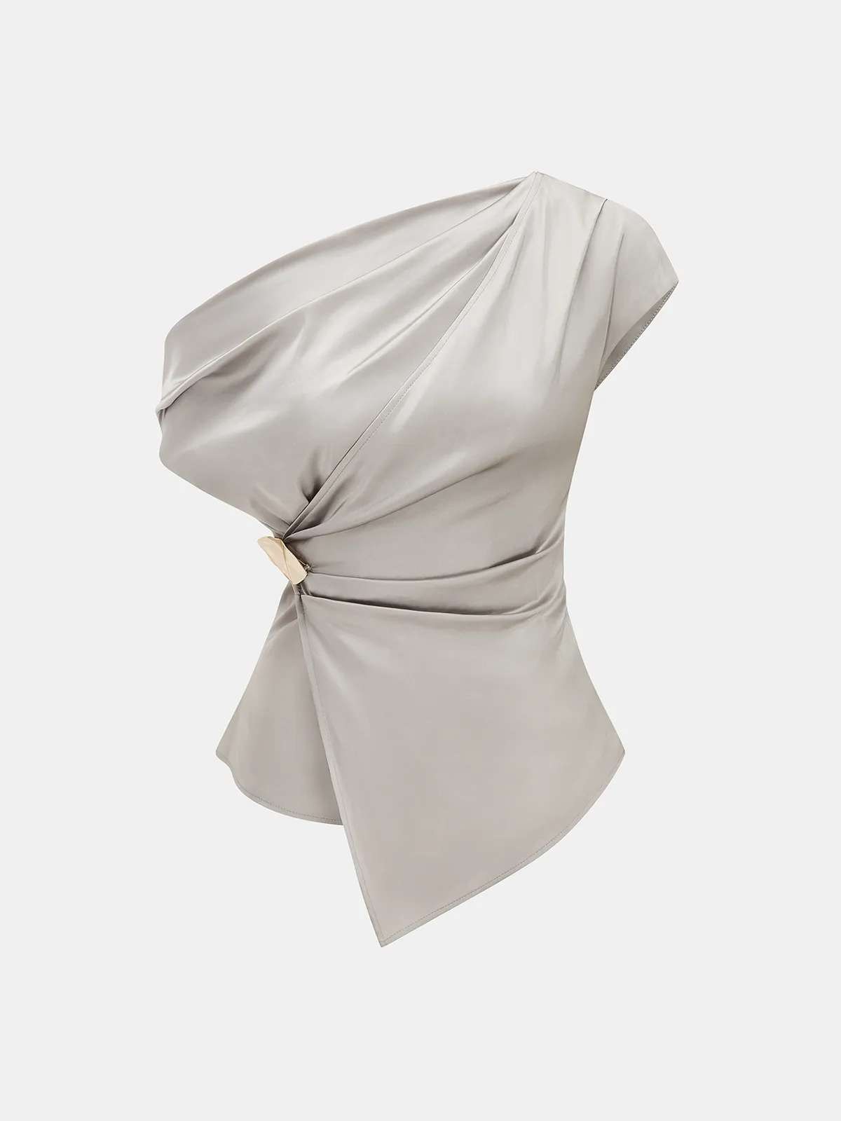 Satin One-Shoulder Top & Drawstring Pants Set sold by COMMENSE product image thumbnail 2