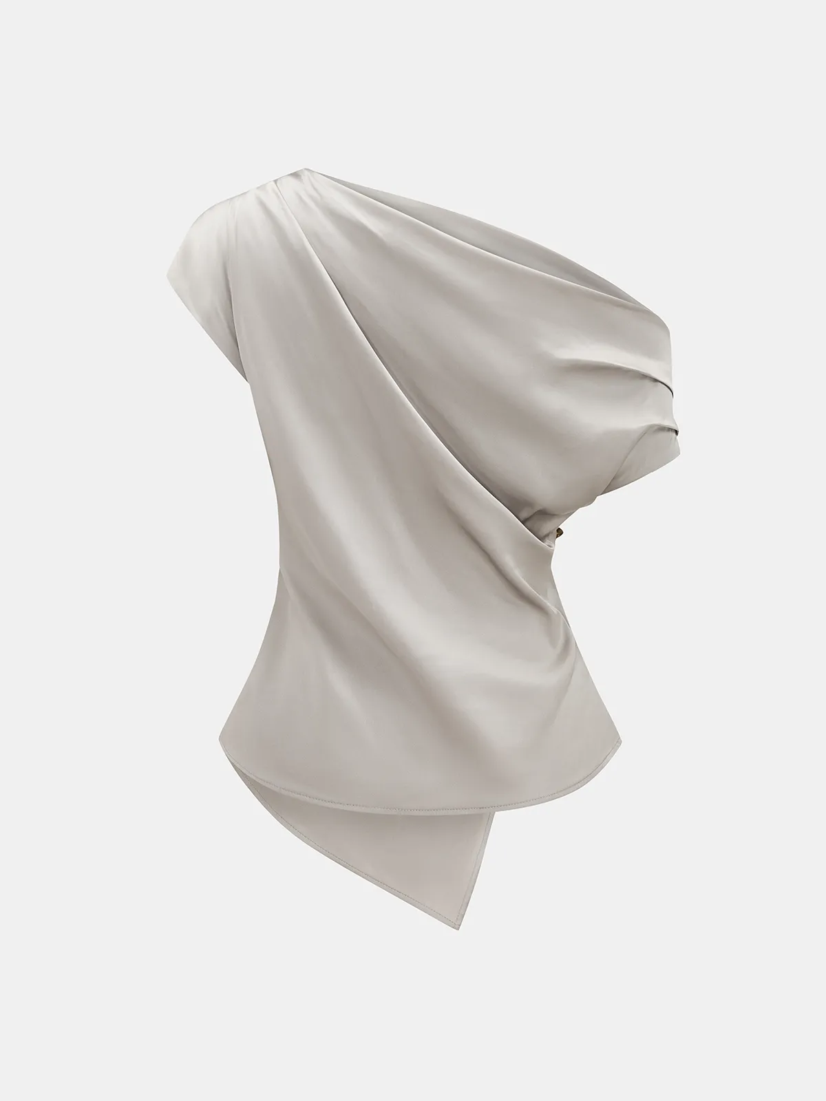 Satin One-Shoulder Top & Drawstring Pants Set sold by COMMENSE product image thumbnail 3