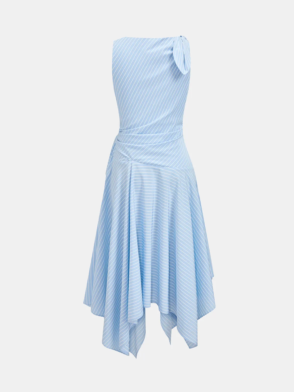 Striped Sleeveless Knotted Asymmetric Dress sold by COMMENSE product image thumbnail 2