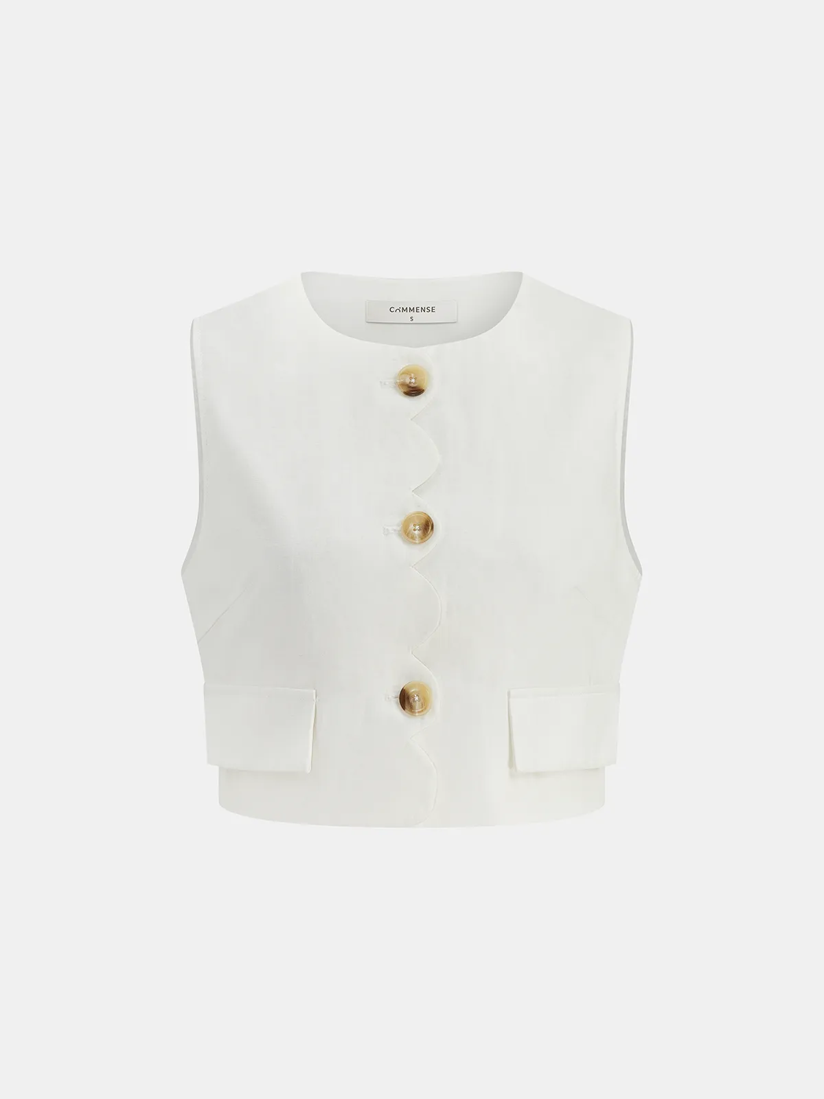 Cotton Linen Scallop Trim Vest & Skirt Set sold by COMMENSE product image thumbnail 3