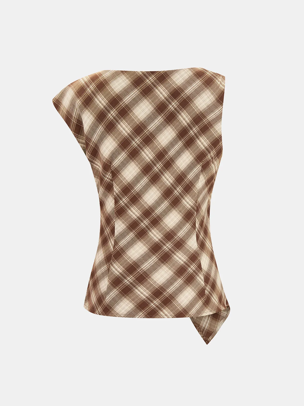 Plaid Asymmetric Top & Wrap Skirt Set sold by COMMENSE product image thumbnail 3
